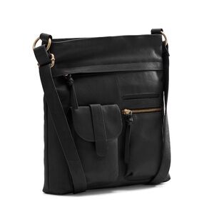 NWT Black Leather Manhattan Crossbody Bag